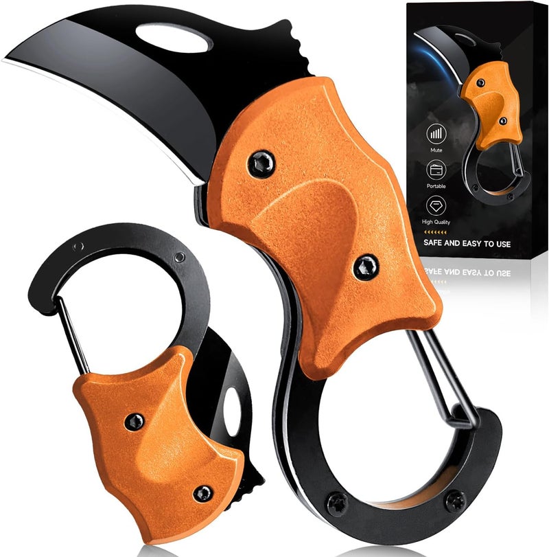 Solvora Pocket Knife, EDC knife for Men & Women - 1.34 Inch blade, Mini Folding Cool Gadgets for Everyday Carry Folding Knife.Stocking Stuffers Gifts for Him Men Husband (Orange) - Image 1
